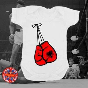 Albania Albanian Boxing Gloves Babygrow Romper Sports Gift Boys Girls Gym Cute - Picture 1 of 1