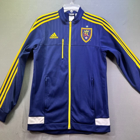 Real Salt Lake Track Jacket Adult Small Adidas Blue Yellow MLS Zip Champions Cover