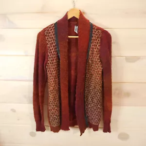 Cardigan donna BKE taglia grande ruggine con accenti oro bordo ecopelle aperto - Foto 1 di 7