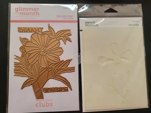 SPELLBINDERS Glimmer Die & Stencil of the Month Set Lively Floral Flower - Picture 1 of 4