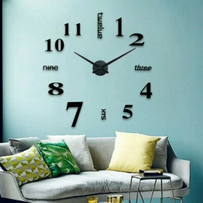 3D Wall Clock Mirror Stiker DIY Large Number Decor For Home Living Room - Image 1 of 4