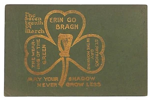 St. Patrick's Day Postcard Erin Go Bragh "The Wearing of the Green" PM 1908 - Picture 1 of 2