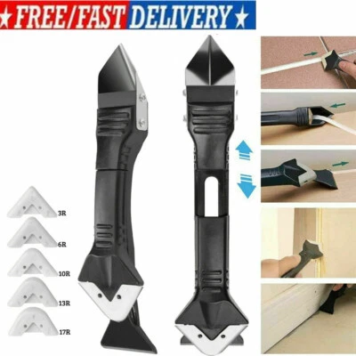 3-In-1 Silicone Remover Caulk Finisher Sealant Smooth Scraper Grout Kit Tools US - Image 1 of 4