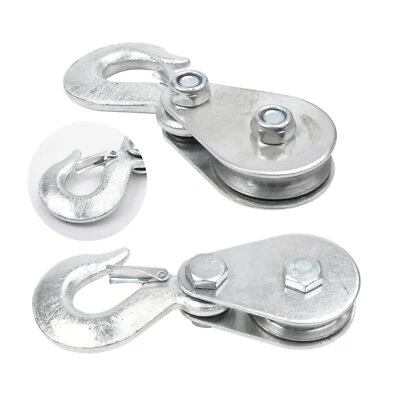 2tlg Umlenkrolle Seilrolle mit Haken 1T für elektrische oder manuelle Seilwinden - Bild 1 von 4