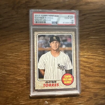 2017 Topps Heritage Minor League Gleyber Torres #100 PSA 10 Scranton Yankees - Image 1 of 4