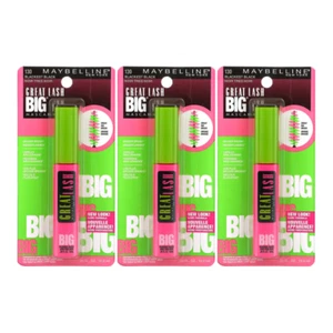 3x Maybelline Great Lash Big Mascara 10ml 130 Blackest Black - Picture 1 of 6