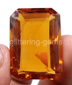 86.60 Ct Orange Citrine Emerald Cut IGL Transparent Loose Gemstone 25P - Picture 1 of 8