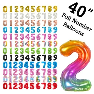 Number Balloons 40" Foil Birthday Party Large Giant Helium Air Decoration - Picture 1 of 15