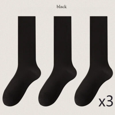 3 pares de calcetines de vestir lisos de mezcla de algodón para hombre a media pantorrilla formales de negocios acogedores Foto 1 de 4