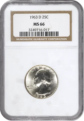 1963-D  Washington Quarter   NGC  MS66 - Image 1 of 3
