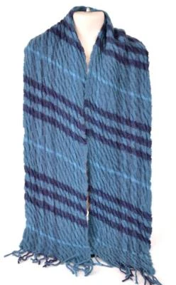 Nuevo Burberry Niños $175 Lana y Cachemira Azul Verde Acolchado Nova Check Bufanda Foto 1 de 4