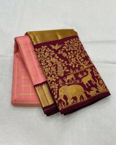 Blusa sari de seda nupcial de diseñador Sari Bollywood del sur de la India confeccionada para boda - Imagen 1 de 5