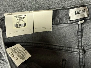 Jeans Agolde vita pizzicata skinny vita ultra alta taglia 28 grigio cotone biologico - Foto 1 di 12