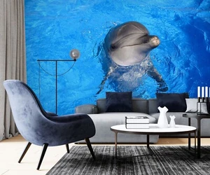 3D Delphin H1621 Tapete Wandbild Selbstklebend Abnehmbare Aufkleber Honey - Bild 1 von 11