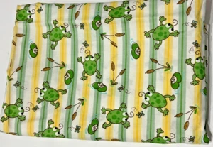 Almohadillas de lirio de ranas y sauces de coño amarillo verde blanco tela de algodón 2 yardas - Imagen 1 de 4
