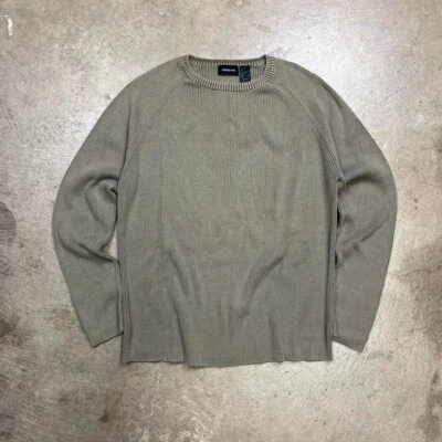 Suéter de punto acanalado Y2K bronceado cuello redondo para hombre grande Claiborne Foto 1 de 4