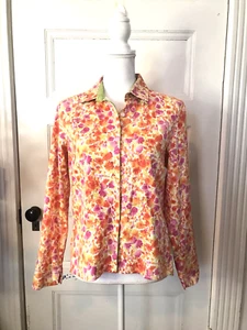 Vtg Marisa Christina Jacket Blazer Size M Cotton Orange Pink Floral Hong Kong - Picture 1 of 6