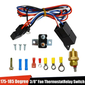 3/8" 175~185 Electric Engine Fan Thermostat Temperature Relay Switch Sensor Kit - Picture 1 of 8