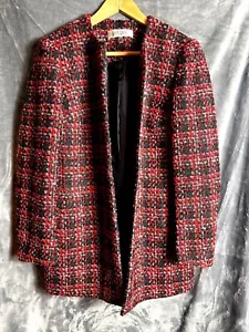 Kasper Womens Medium Tweed Plaid Open Front Blazer Jacket Made In Vietnam - Picture 1 of 16