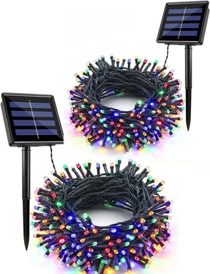 2 Pack - Solar Powered 200 LED 65ft String Tree Lights Indoor / Outdoor Décor - Image 1 of 4