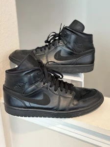 Nike Air Jordan 1 Mid Triple nere da uomo taglia 14 - Foto 1 di 9