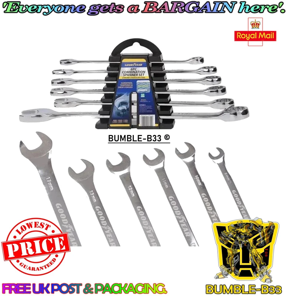 Goodyear 6pc Spanner Set Chrome Vanadium Steel Anti Slip Grip & Long Lasting ‎ - Image 1 of 1