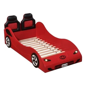 ACME Colen Transitional Pine Wood & Leather Upholstered Twin Car Bed in Red - Picture 1 of 7