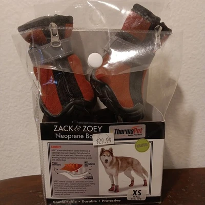 Botas de neoprene para cachorros Zack & Zoey ThermaPet, vermelhas extra pequenas com faixa refletora - Imagem 1 de 4