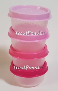 Tupperware Smidgets Tiny Treasure Clear Mini Bowls Set 4 Shades of Pink Lids - Picture 1 of 5