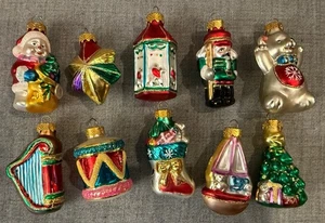 Thomas Paconi Blown Glass Ornaments Mini Assortment Set Of 10 EUC - Picture 1 of 8