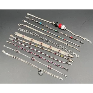 Vintage Sterling Silver 925 Jewelry Lot Charm Tennis Bracelets AS IS CRAFT ART - Picture 1 of 13