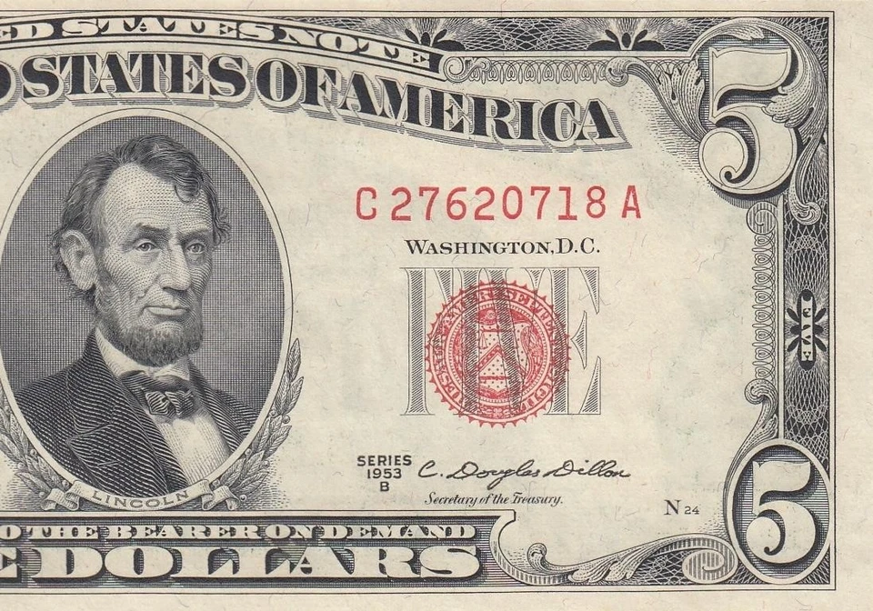 1953-B UNITED STATES NOTE FIVE DOLLARS $5 "C" (( GEM UNC )) - Image 1 of 4