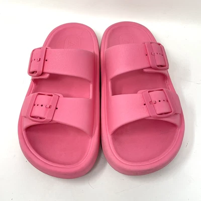 Резиновые сандалии-шлепанцы с пряжкой Zara размер 5 ЕС 35 ярко-розовые туфли для бассейна Barbiecore - Изображение 1 из 4