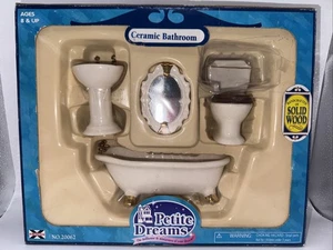 Set accessori bagno ceramica Petite Dreams vintage casa delle bambole miniatura nuovo - Foto 1 di 1