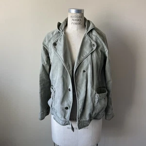 Giacca ABOUND verde tinta unita grigio cotone esercito bottoni taglia Xxs (veste come una media) - Foto 1 di 6