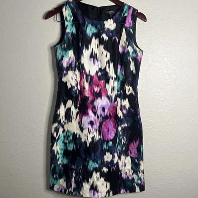 TAHARI Arthur S. Levine Sleeveless Floral Cutout Watercolor Dress, 2 Petite - Image 1 of 4