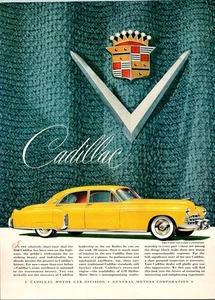 1948 Cadillac Classic Car Vintage PRINT AD Yellow Automobile White Sidewall Tire - Picture 1 of 1