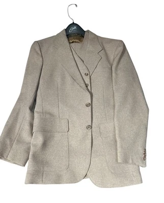 Vintage 70s Levi's 3 Pieces Action Suit Men 38R Gray Pinstripe Vest Pants Jacket - Image 1 of 4