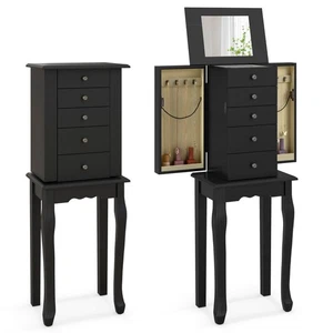 Jewelry Cabinet w/ Mirror Armoire Storage Box Chest Standing Organizer Christmas - Picture 1 of 10