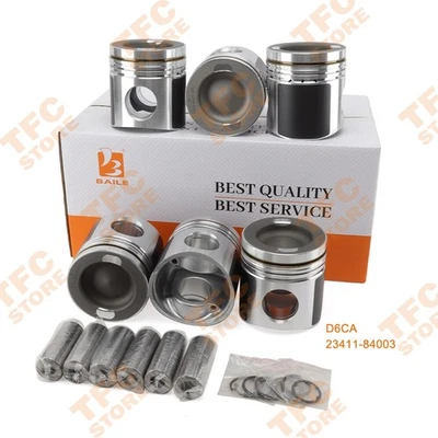 6pcs Piston Kit With Pin For Hyundai D6CA Diesel Engine Rebuild Kit 23411-84003 - Image 1 of 4