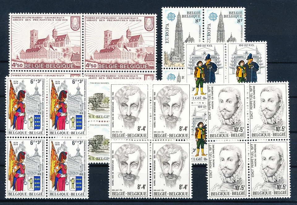 LS63201 Belgium mixed thematics blocks of 4 MNH - Image 1 of 1