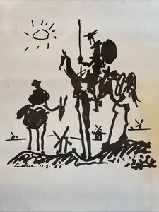 Don Quixote by Pablo Picasso 35x23” Print Poster Man of La Mancha 1974 Haddad’s - Picture 1 of 5