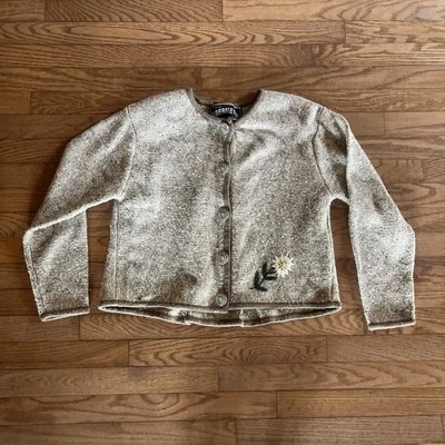 Cárdigan de Lana Obermeyer Suéter Flores Coqueta Lindo M Avena Floral Foto 1 de 4