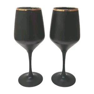 Calici vintage Cristalleria Fratelli Fumo nero opaco bordo oro - set di 2 - Foto 1 di 6