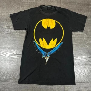 VTG 80s T-Shirt Mens Black Batman Logo Superhero DC Comics Classic Single Stitch - Picture 1 of 8