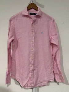 Polo Ralph Lauren Linen Cotton Button Down Shirt Pink Long Sleeve Mens Sz S - Picture 1 of 8
