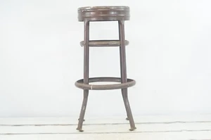 Vintage MidCentury Steel Bar Stool Kitchen Stool Brown Stool Soda Fountain Style - Picture 1 of 7