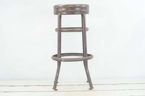 Vintage MidCentury Steel Bar Stool Kitchen Stool Brown Stool Soda Fountain Style Cover