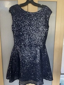 TOBI open back mini dress navy blue sequins 3/4 sleeves cocktail party medium - Picture 1 of 4