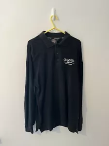 Guinness merch Long Sleeve Black Polo 100% Cotton - Picture 1 of 18
